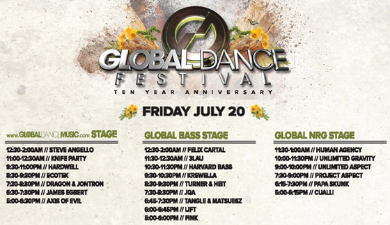 Global Dance Festival - Friday Lineup